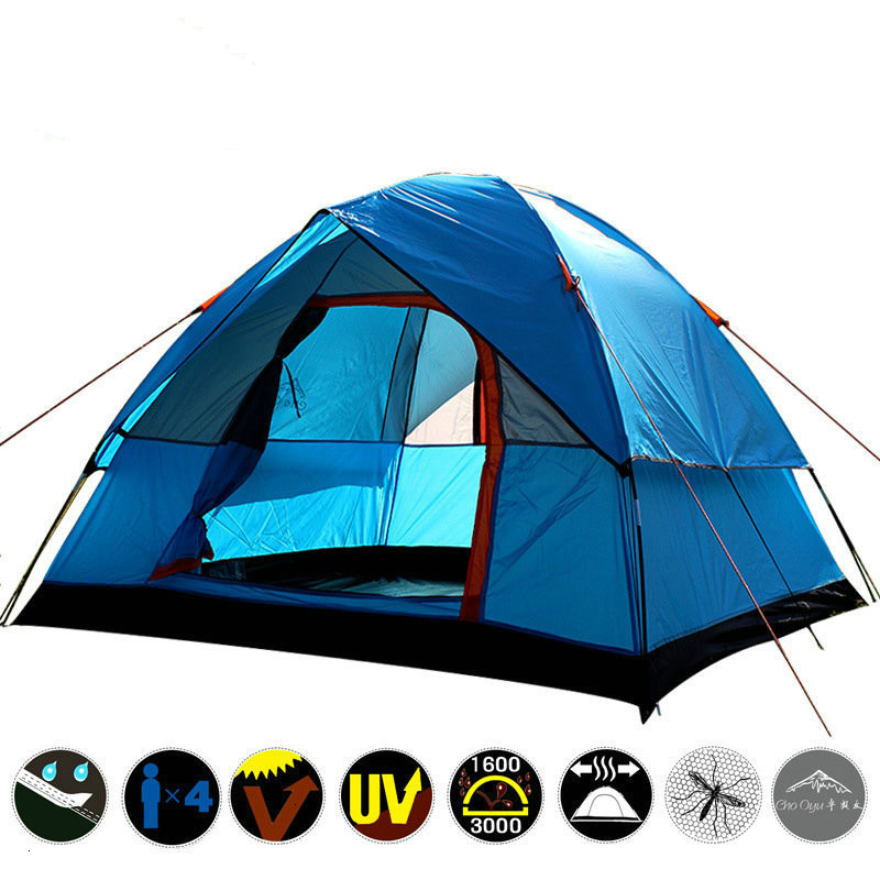 Cheap Goat Tents Waterproof Camping Hiking Fishing Tent Separated Dual Layer Travel Tent 4 Season Anti UV Beach Tent for 3 4 Person Family Tents 